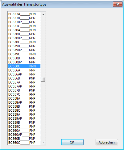 Auswahl des Transistortyps